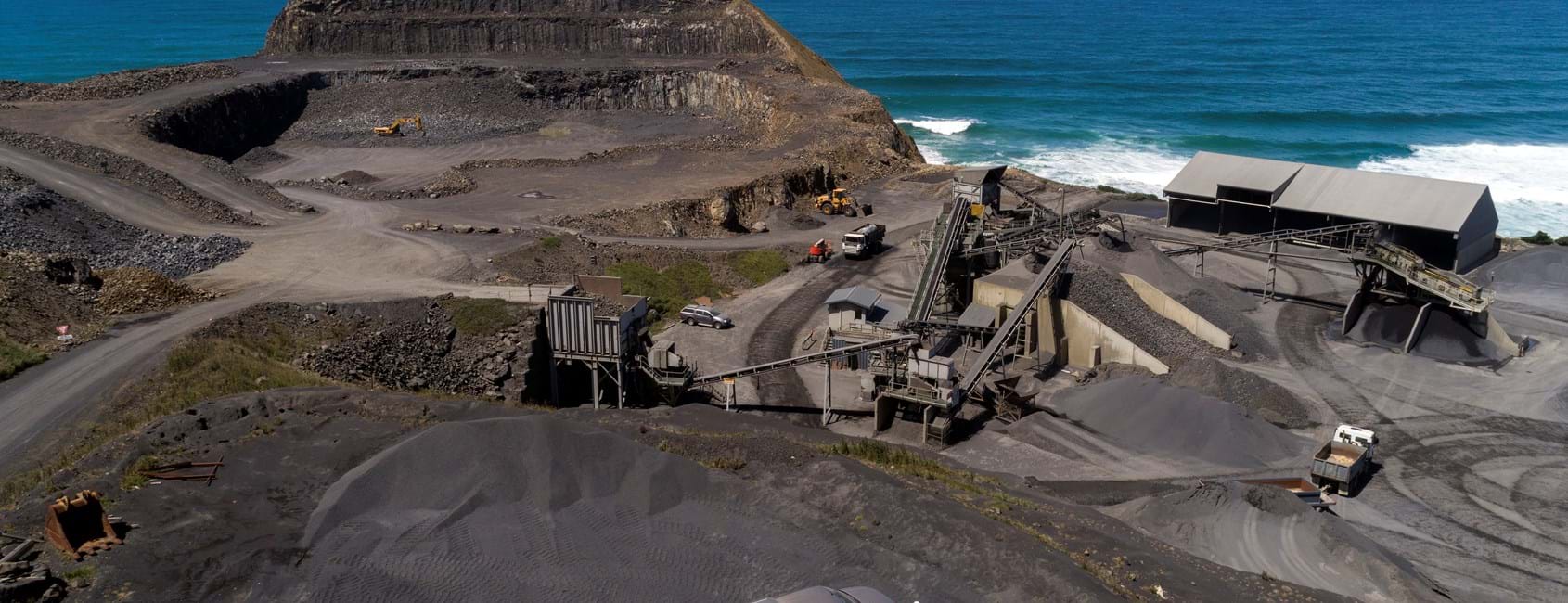 A view on the Blackhead Quarries' site in the region surrounding Dunedin, on New Zealand’s South Island.