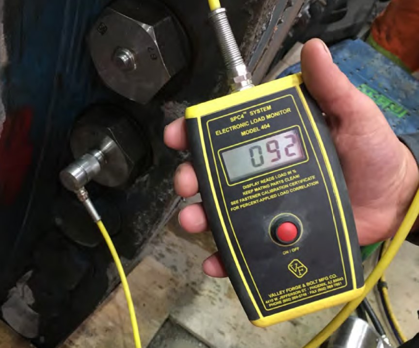 Bolt preload can easily be measured with instrumented bolts
