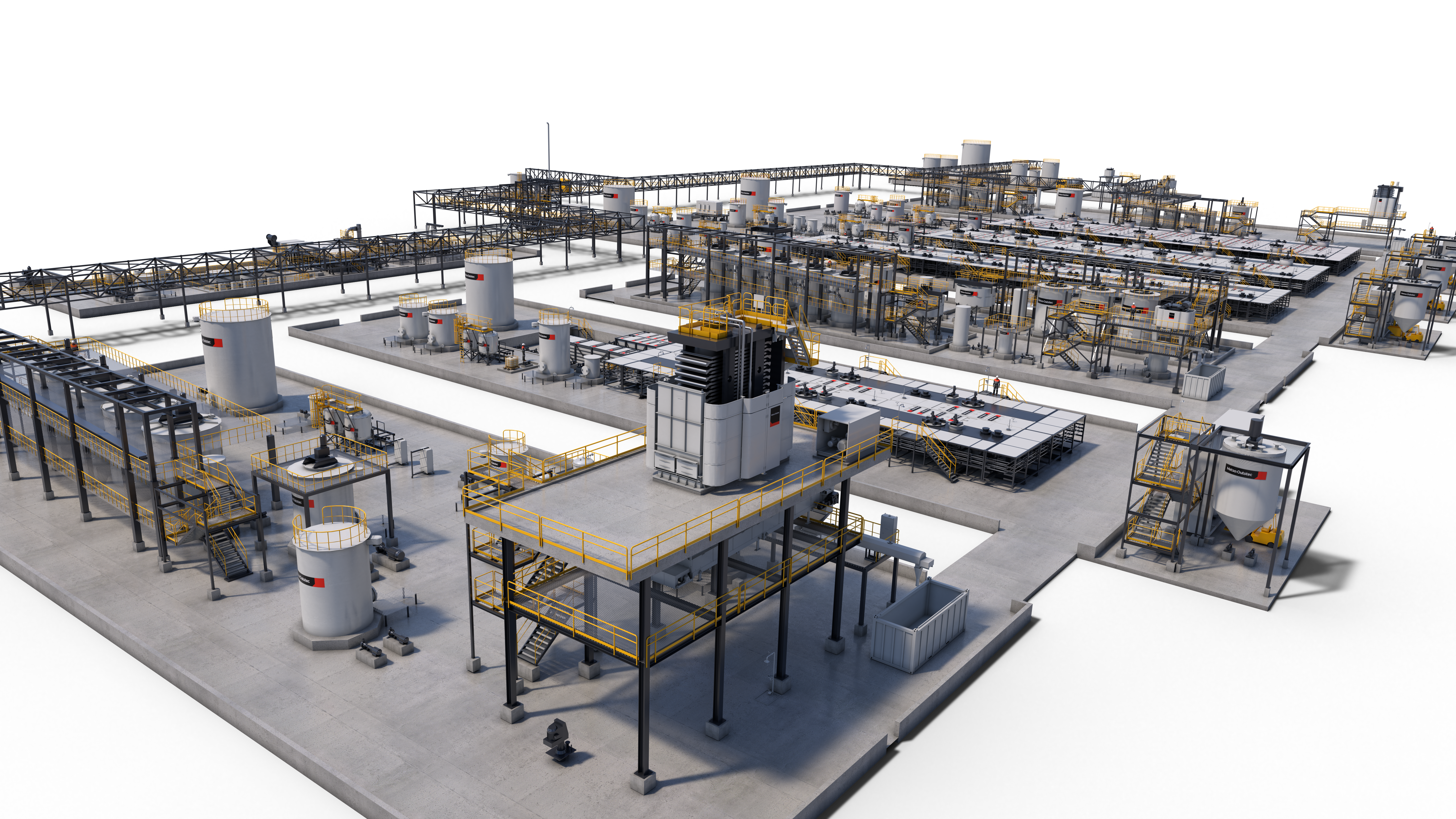 3D rendering of Battery Black Mass Recycling Process