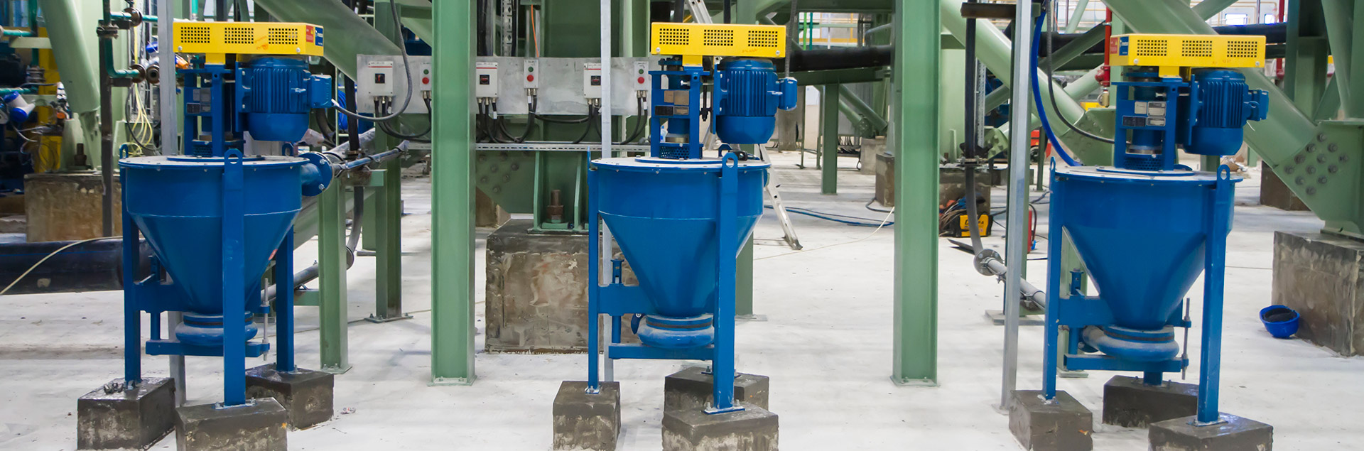 Vertical slurry pumps at a customer site.